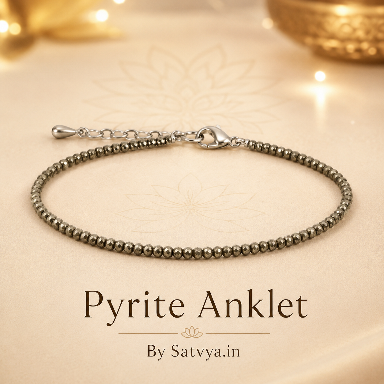 Raw Pyrite Anklet for Women