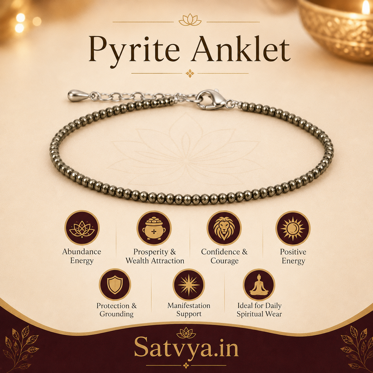 Raw Pyrite Anklet for Women