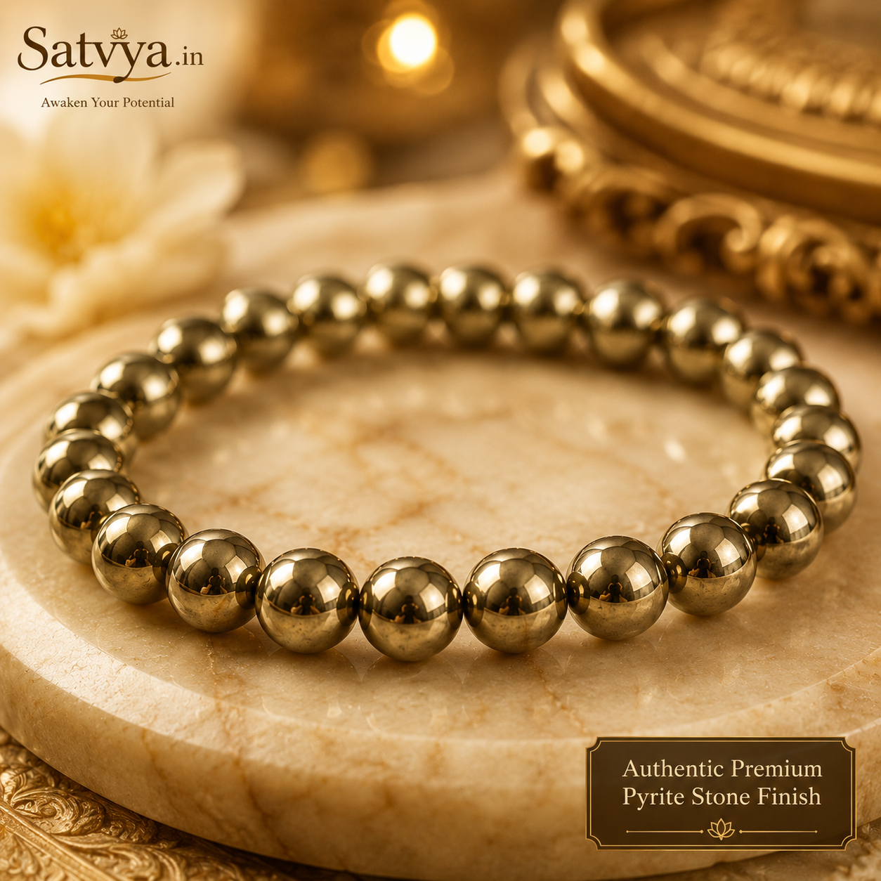 Raw Pyrite Stone Bracelet for Men & Women
